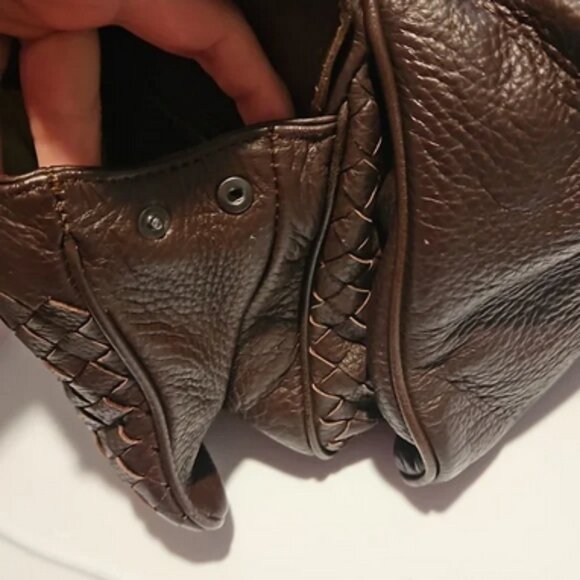 Authentic Bottega Veneta dark chocolate Intrecciato Cervo Cocker Satchel Hobo - Picture 5 of 13